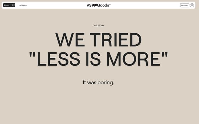 About Page with Marquee on vs-goods.store