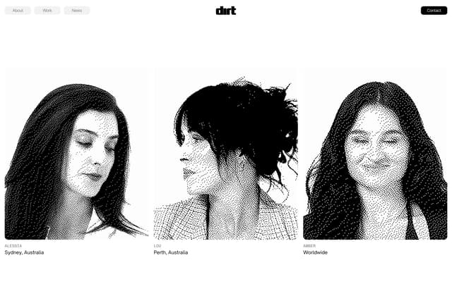 Dithered Portrait Contact Section on dirtverse.co